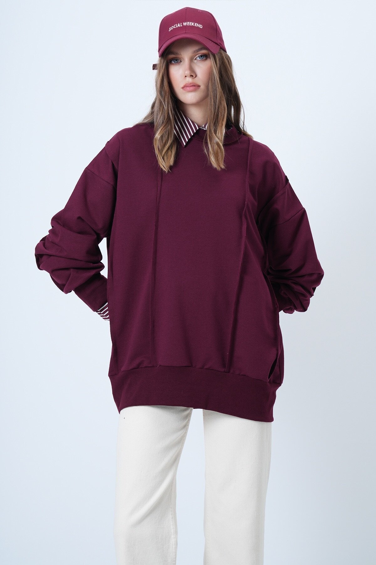 Dikiş Detaylı Oversize Tasarım Sweatshırt