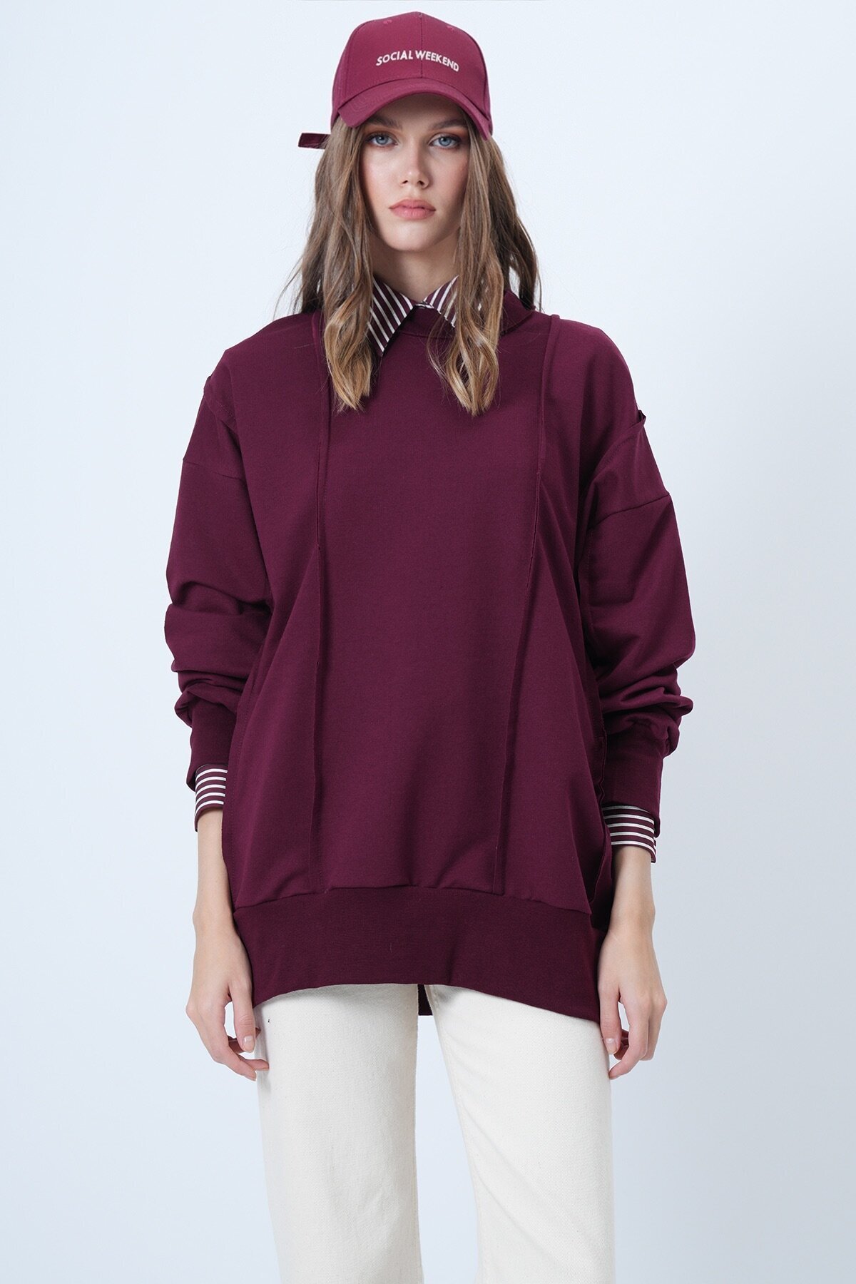 Dikiş Detaylı Oversize Tasarım Sweatshırt