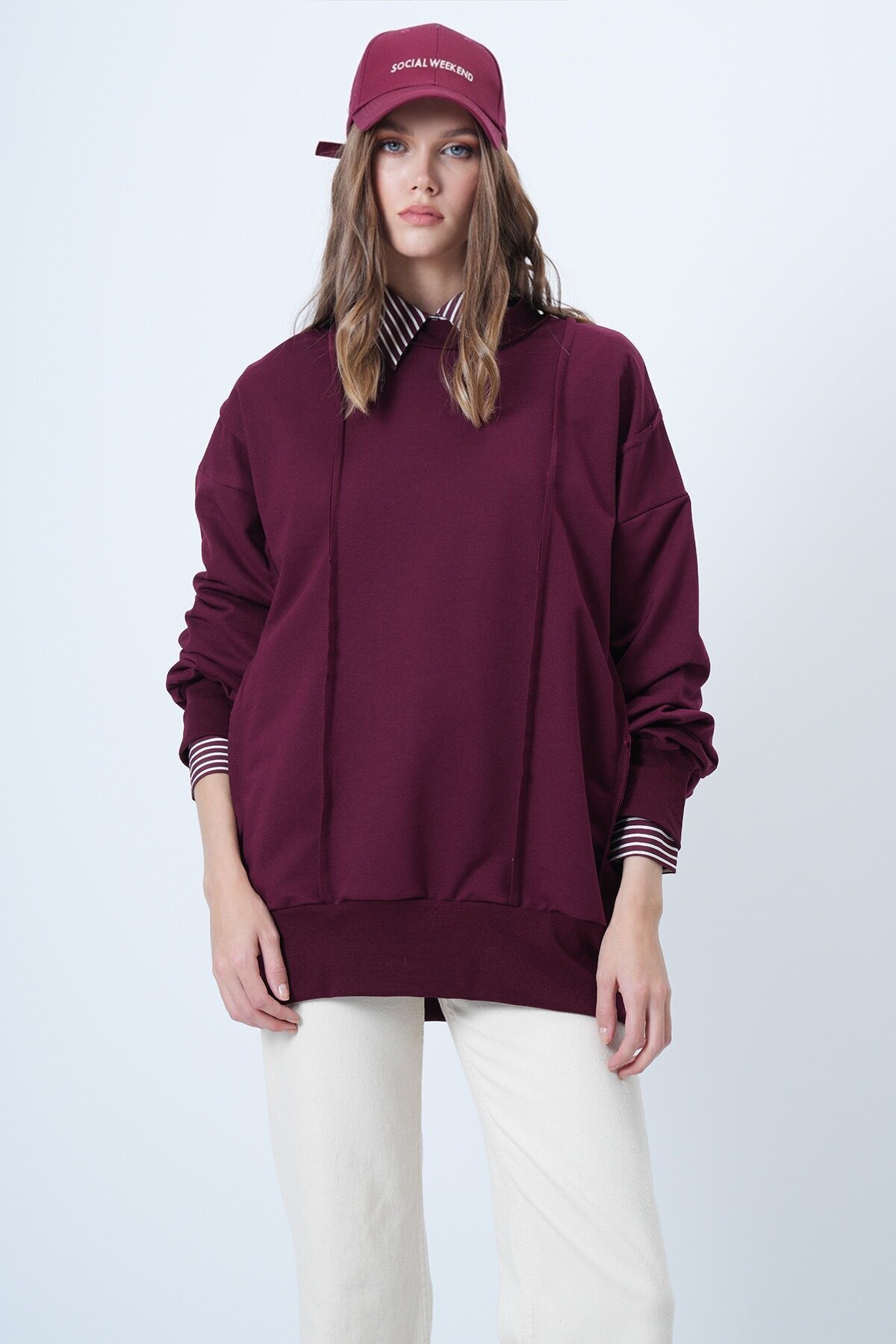 Dikiş Detaylı Oversize Tasarım Sweatshırt