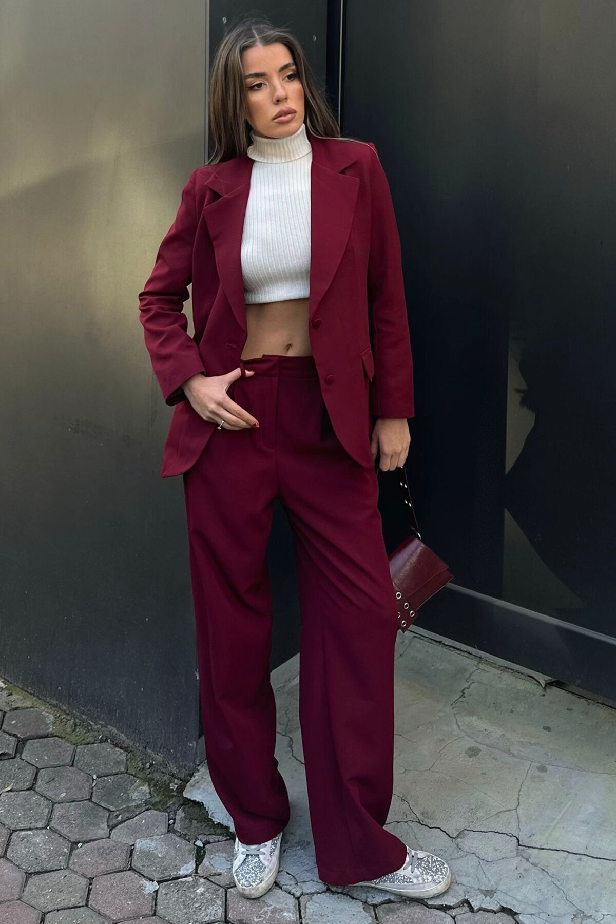 Düğme Kapamalı Vatkalı Cep Görünümlü Astarlı Blazer Ceket