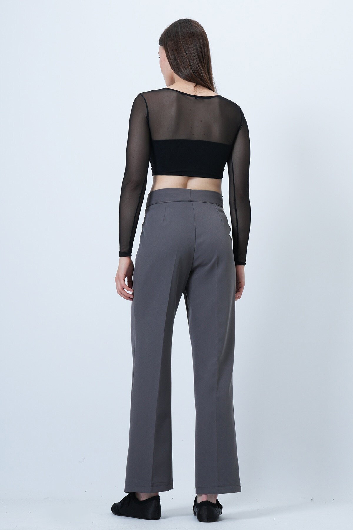 Düğme Kapamalı Çift Cepli Palazzo Pantolon