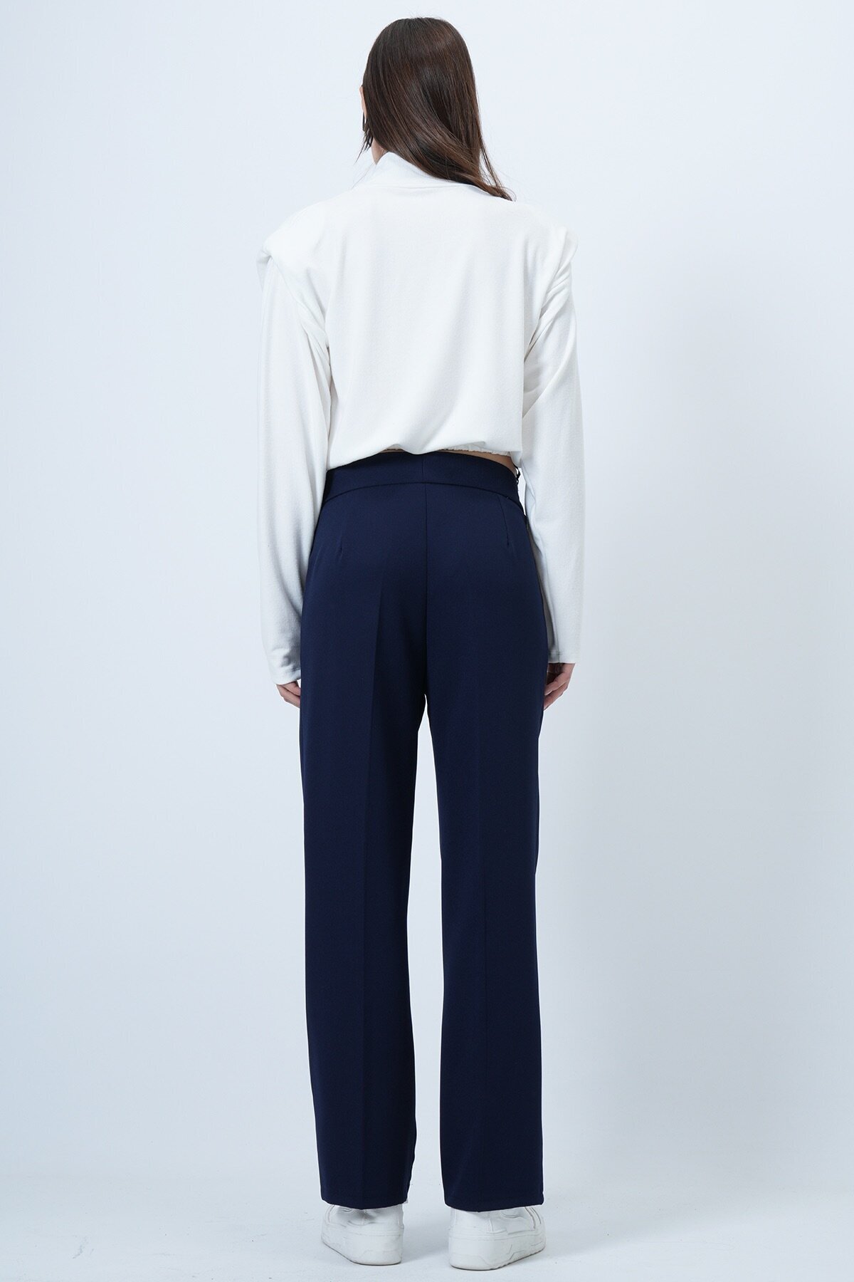 Düğme Kapamalı Çift Cepli Palazzo Pantolon