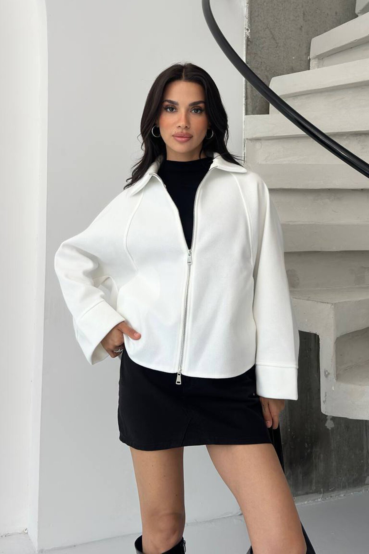 Fermuarlı Kaşe Ceket