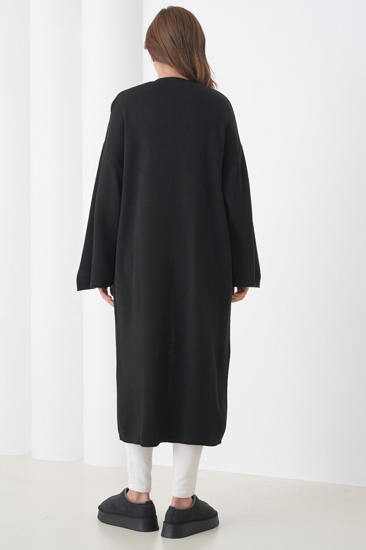 Geniş Kol Çift Cepli Uzun Triko Hırka