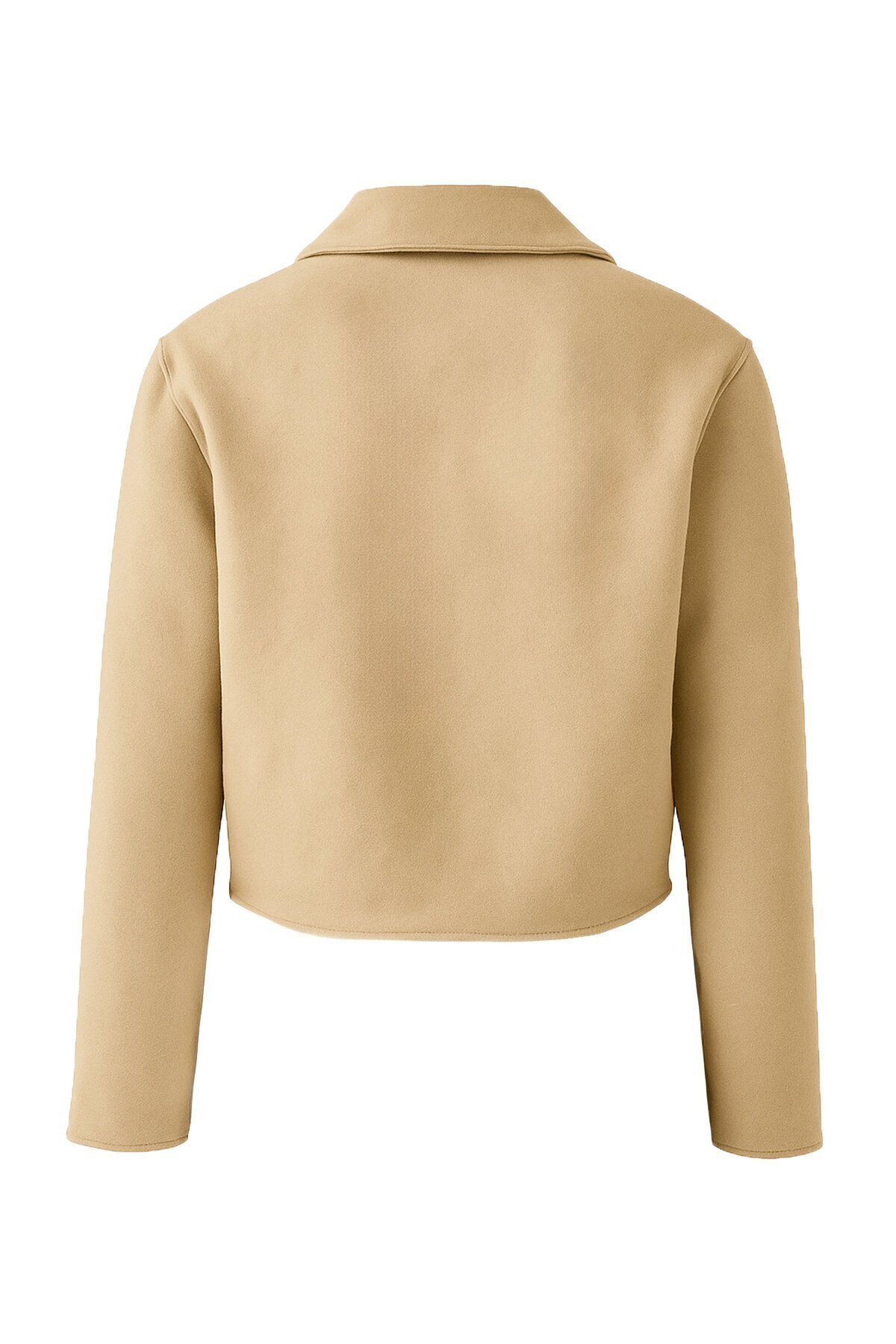 Gömlek Yaka Düğme Kapamalı Kısa Kaşe Astarlı Ceket