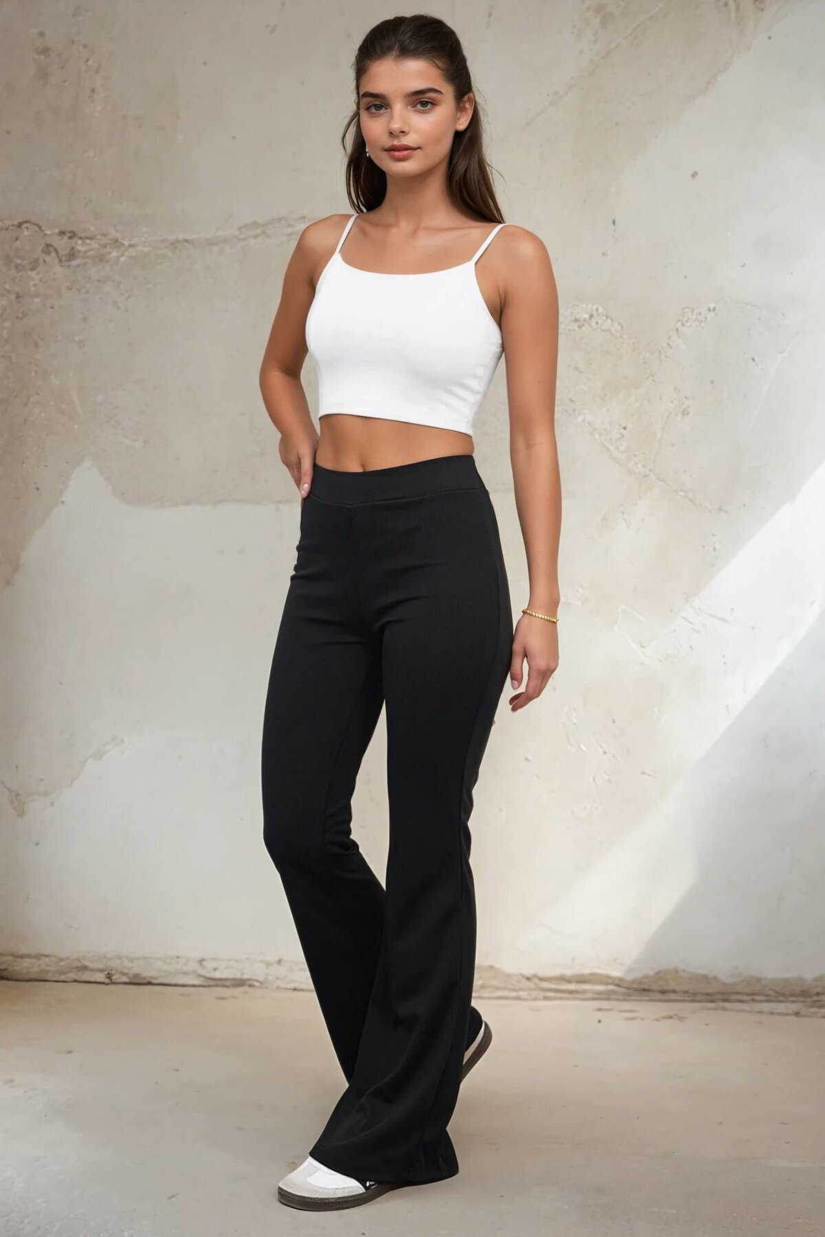 İspanyol Paça Beli Lastikli Scuba Pantolon