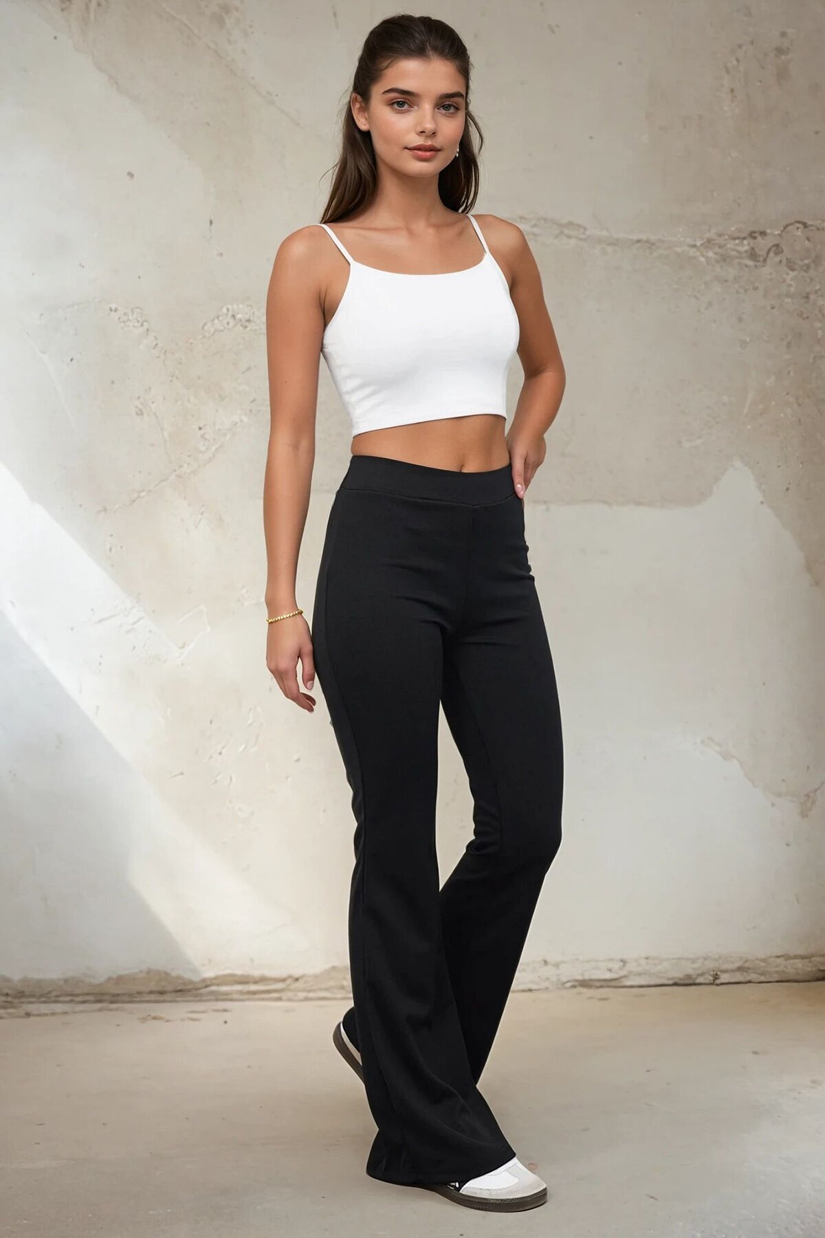 İspanyol Paça Beli Lastikli Scuba Pantolon