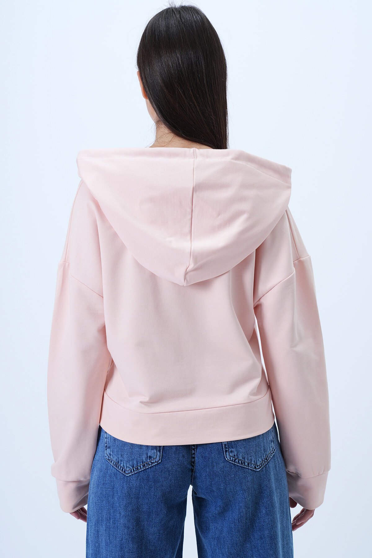 Kapüşonlu Ayıcık Nakışlı Renkli Düğmeli Pamuklu Sweatshırt