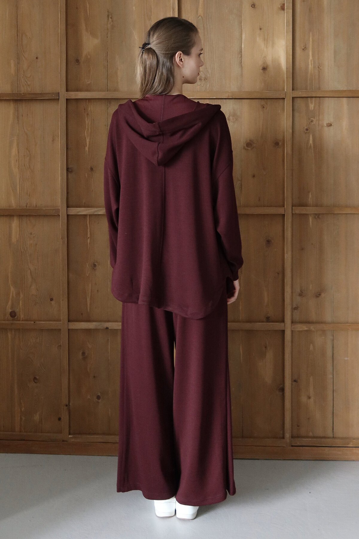 Yüksek Bel Çift Cepli Palazzo Dokuma Pantolon