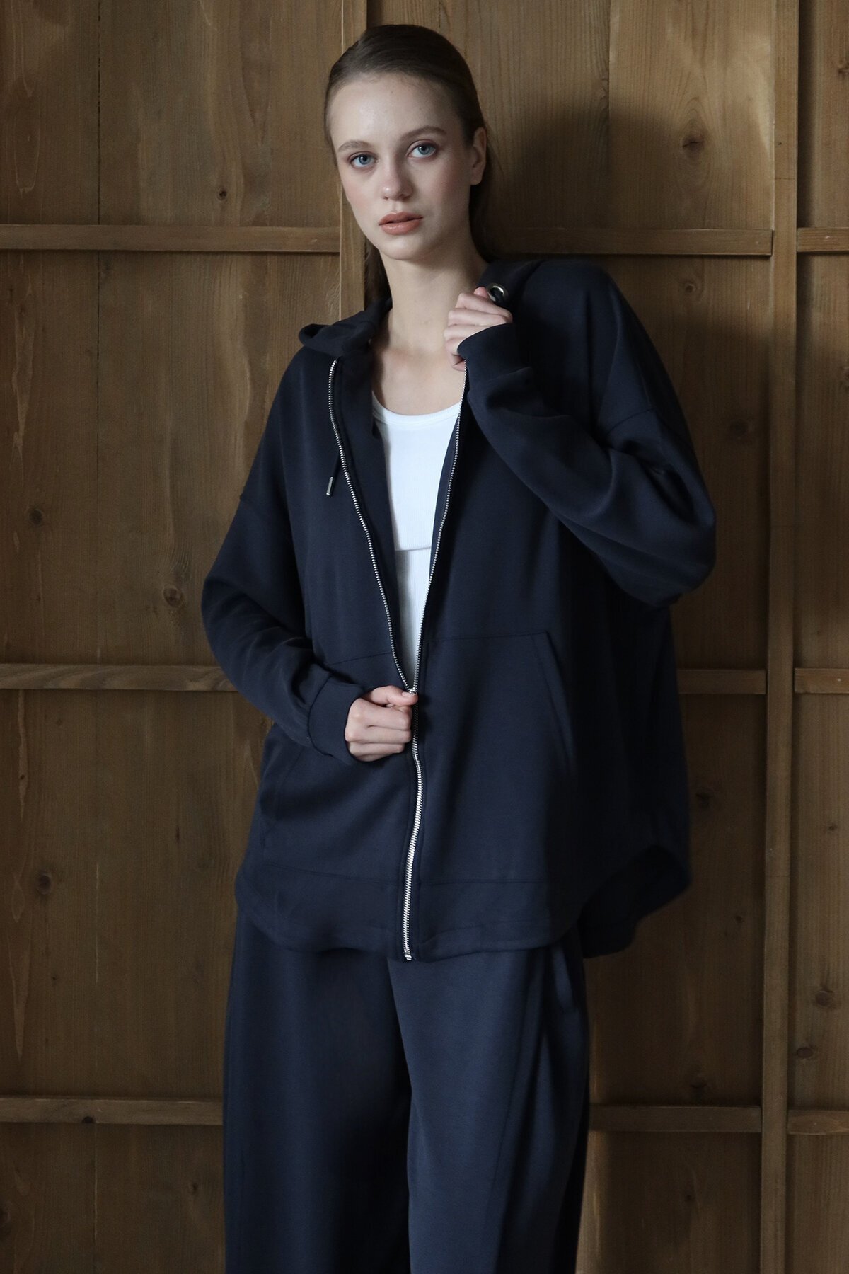 Yüksek Bel Çift Cepli Palazzo Dokuma Pantolon