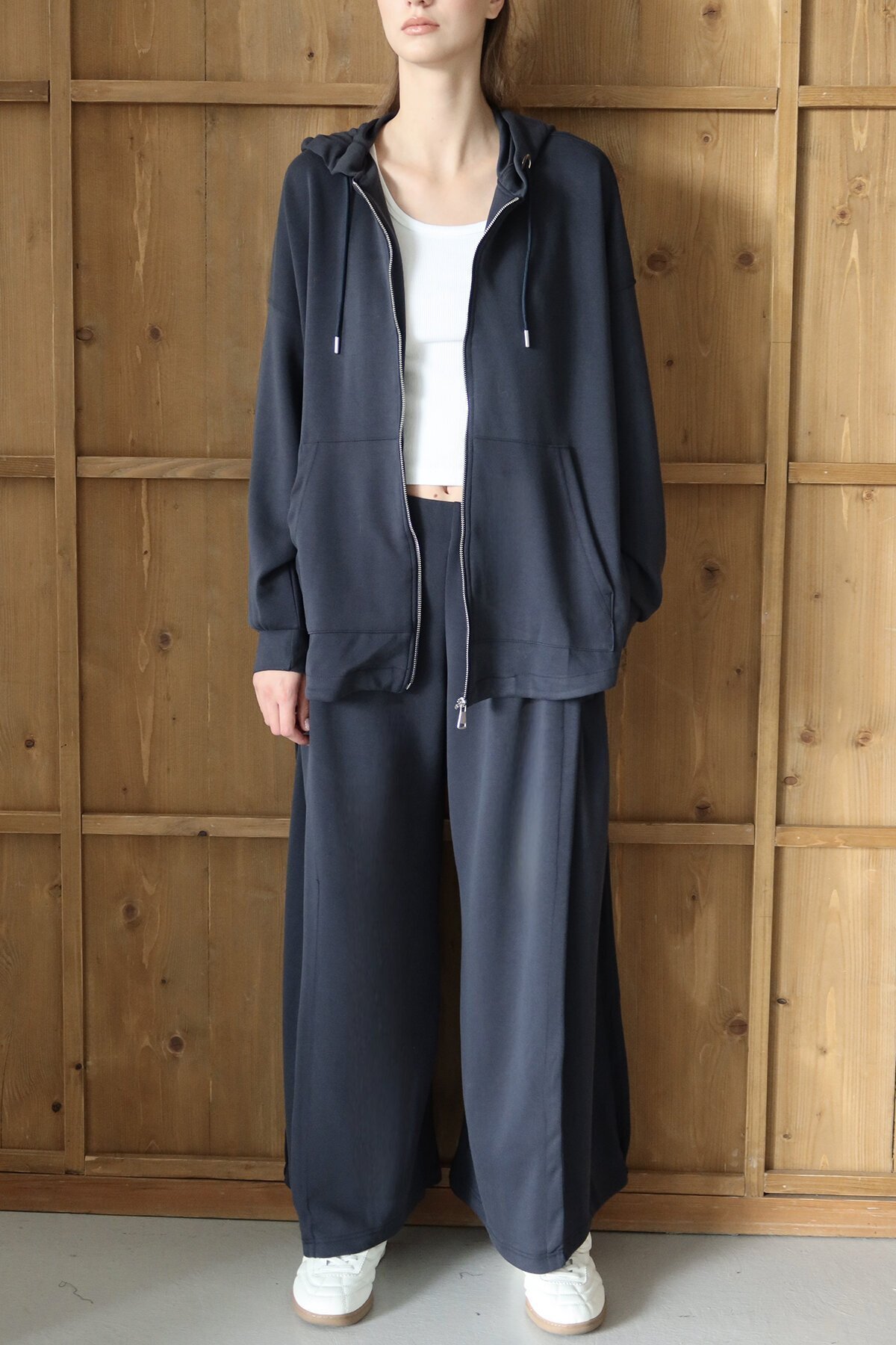 Yüksek Bel Çift Cepli Palazzo Dokuma Pantolon