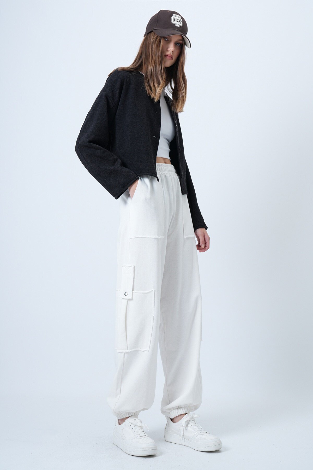 Kargo Cepli Dikiş Detaylı Pamuklu Jogger Pantolon