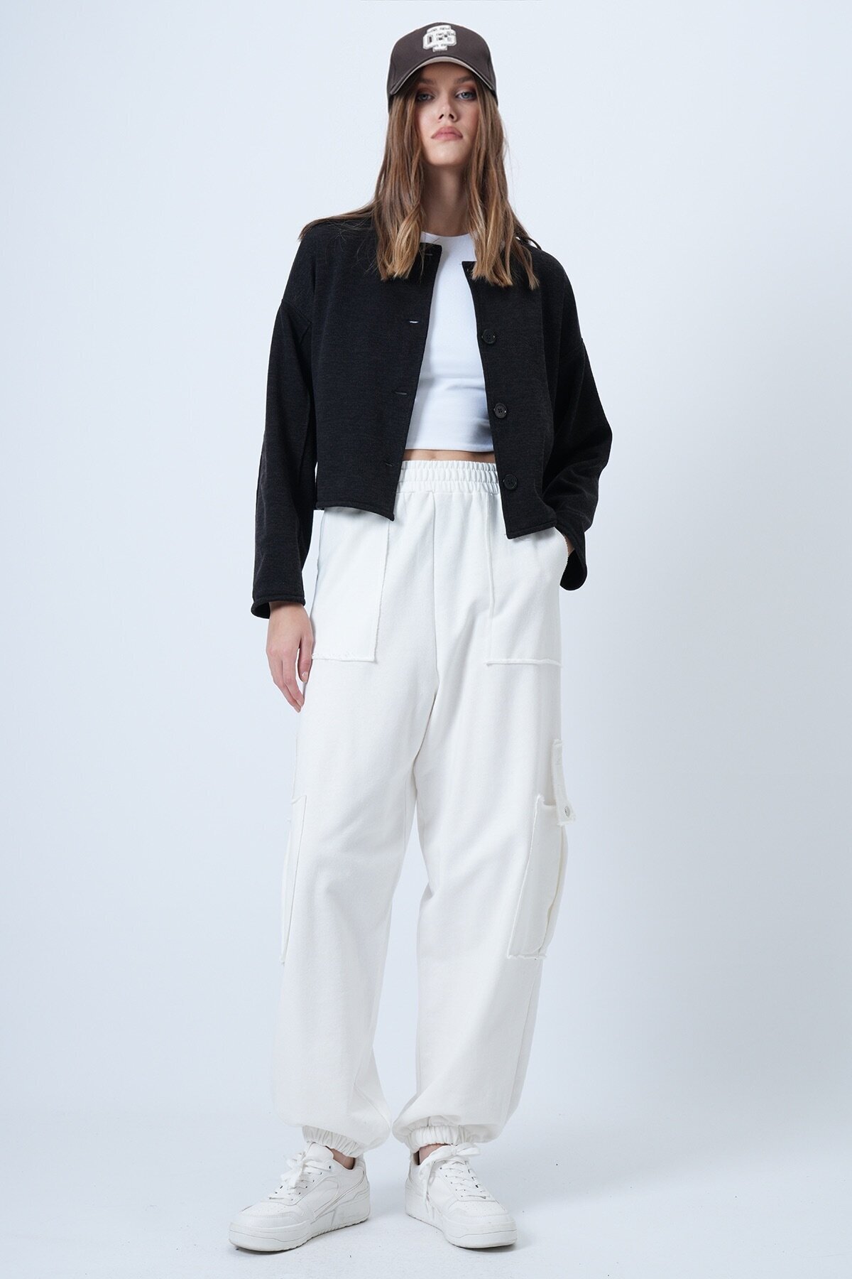 Kargo Cepli Dikiş Detaylı Pamuklu Jogger Pantolon