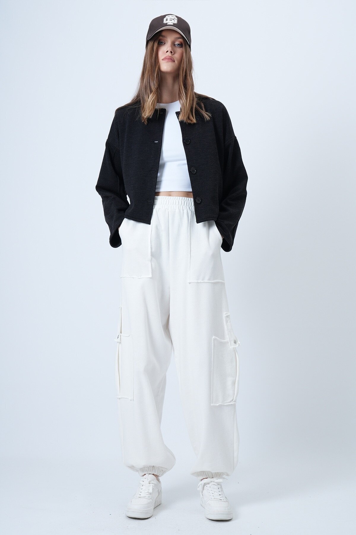 Kargo Cepli Dikiş Detaylı Pamuklu Jogger Pantolon