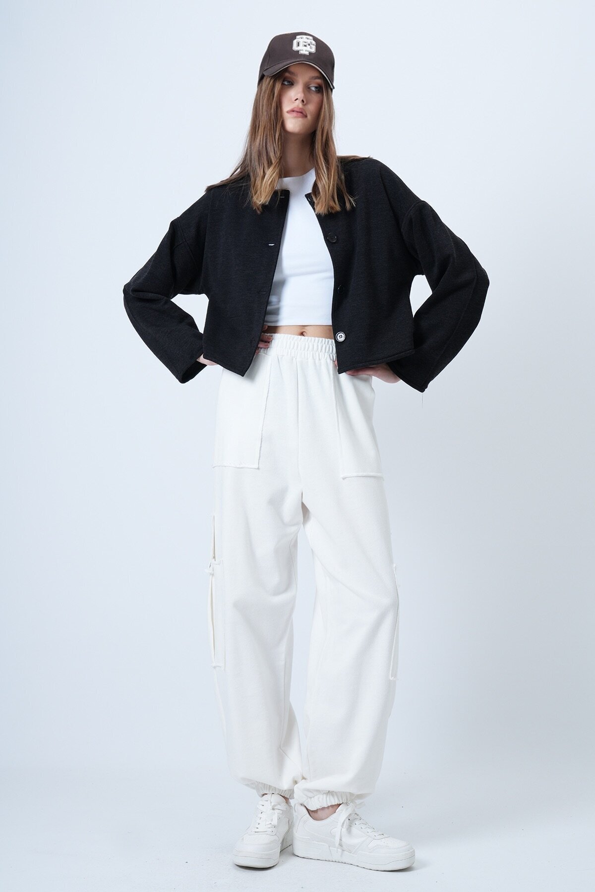 Kargo Cepli Dikiş Detaylı Pamuklu Jogger Pantolon