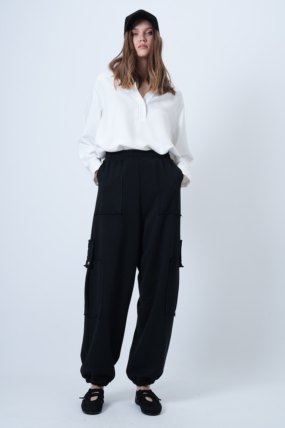 Kargo Cepli Dikiş Detaylı Pamuklu Jogger Pantolon