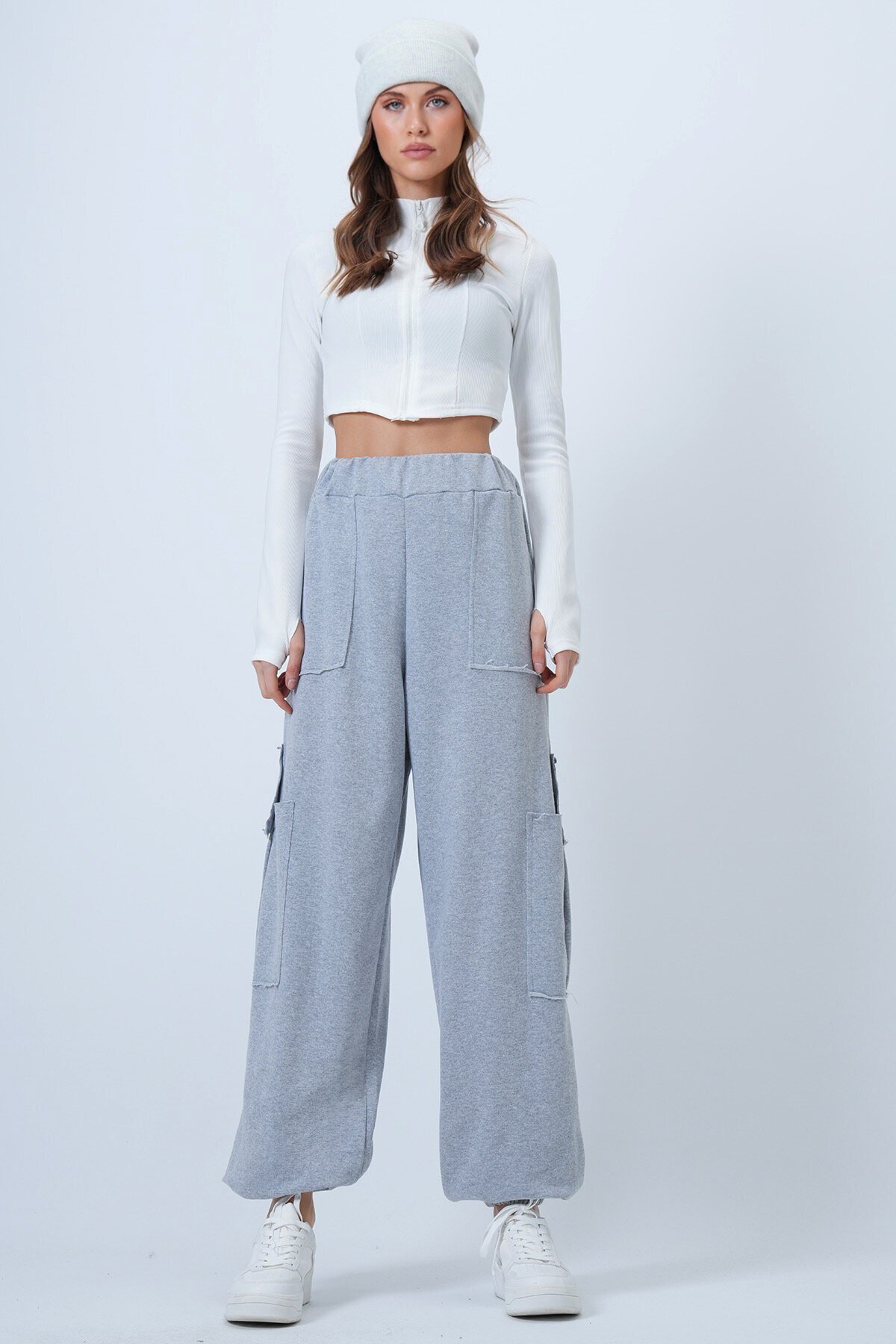 Kargo Cepli Dikiş Detaylı Pamuklu Jogger Pantolon