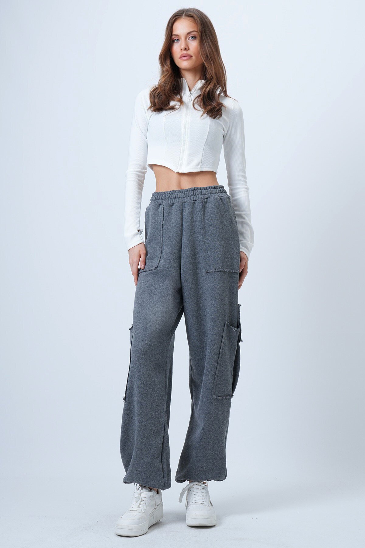 Kargo Cepli Dikiş Detaylı Pamuklu Jogger Pantolon