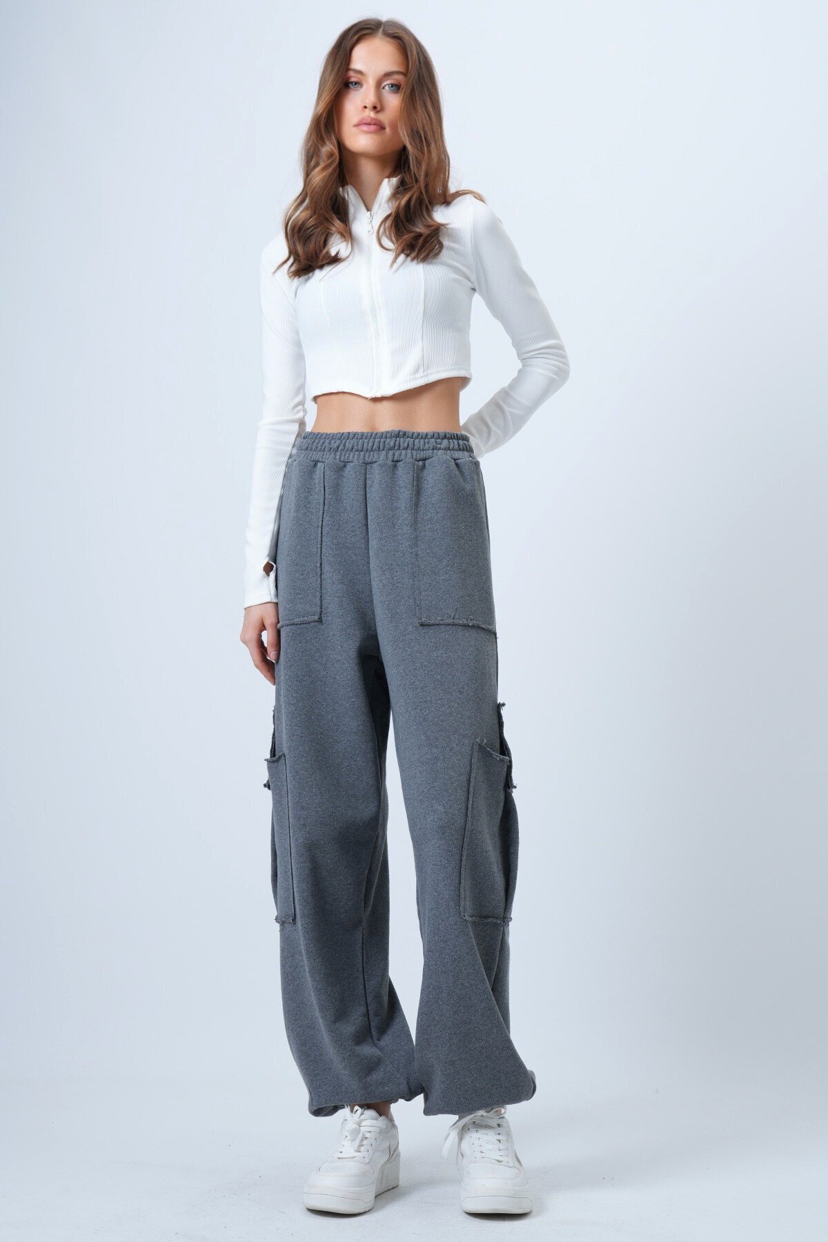 Kargo Cepli Dikiş Detaylı Pamuklu Jogger Pantolon