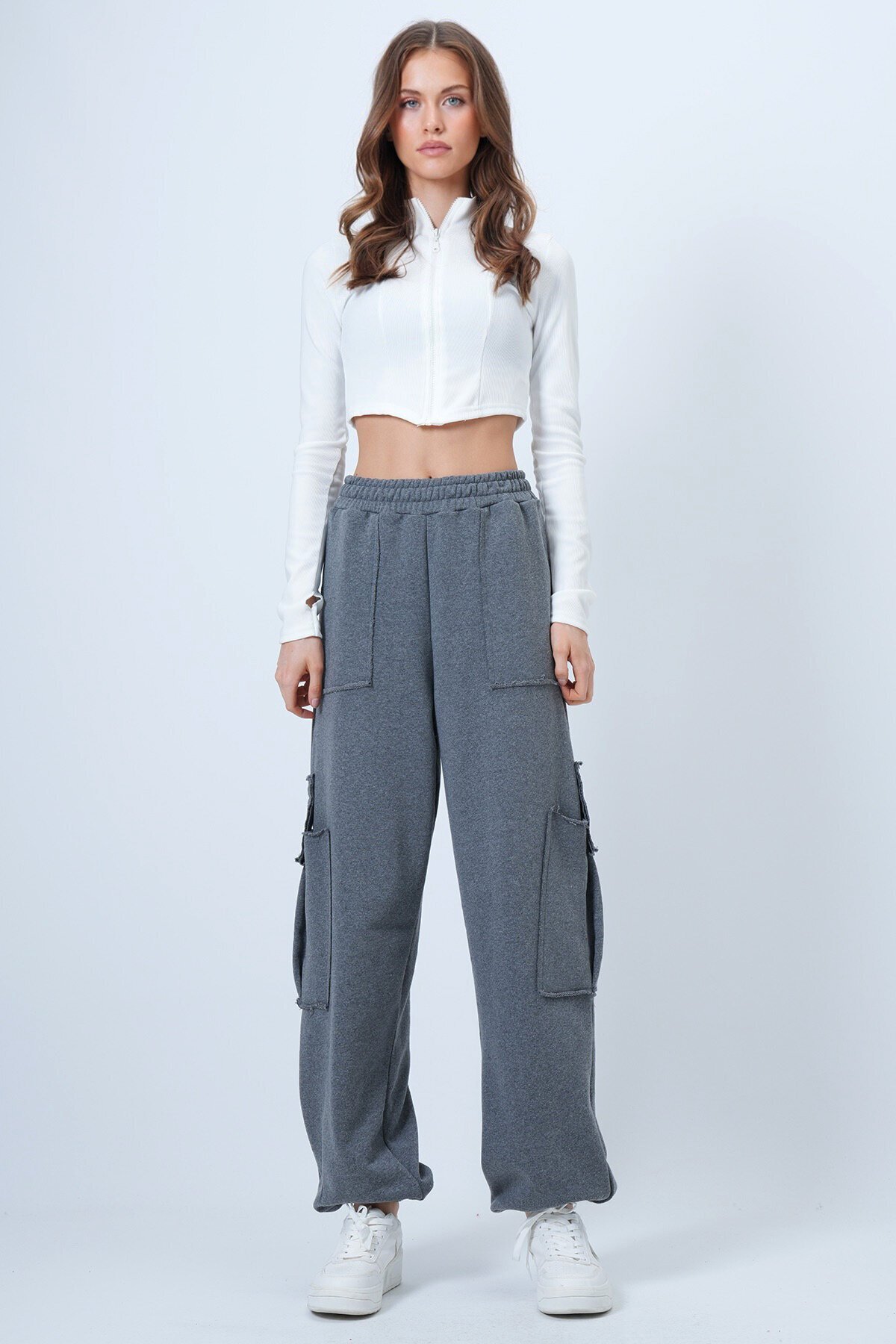 Kargo Cepli Dikiş Detaylı Pamuklu Jogger Pantolon