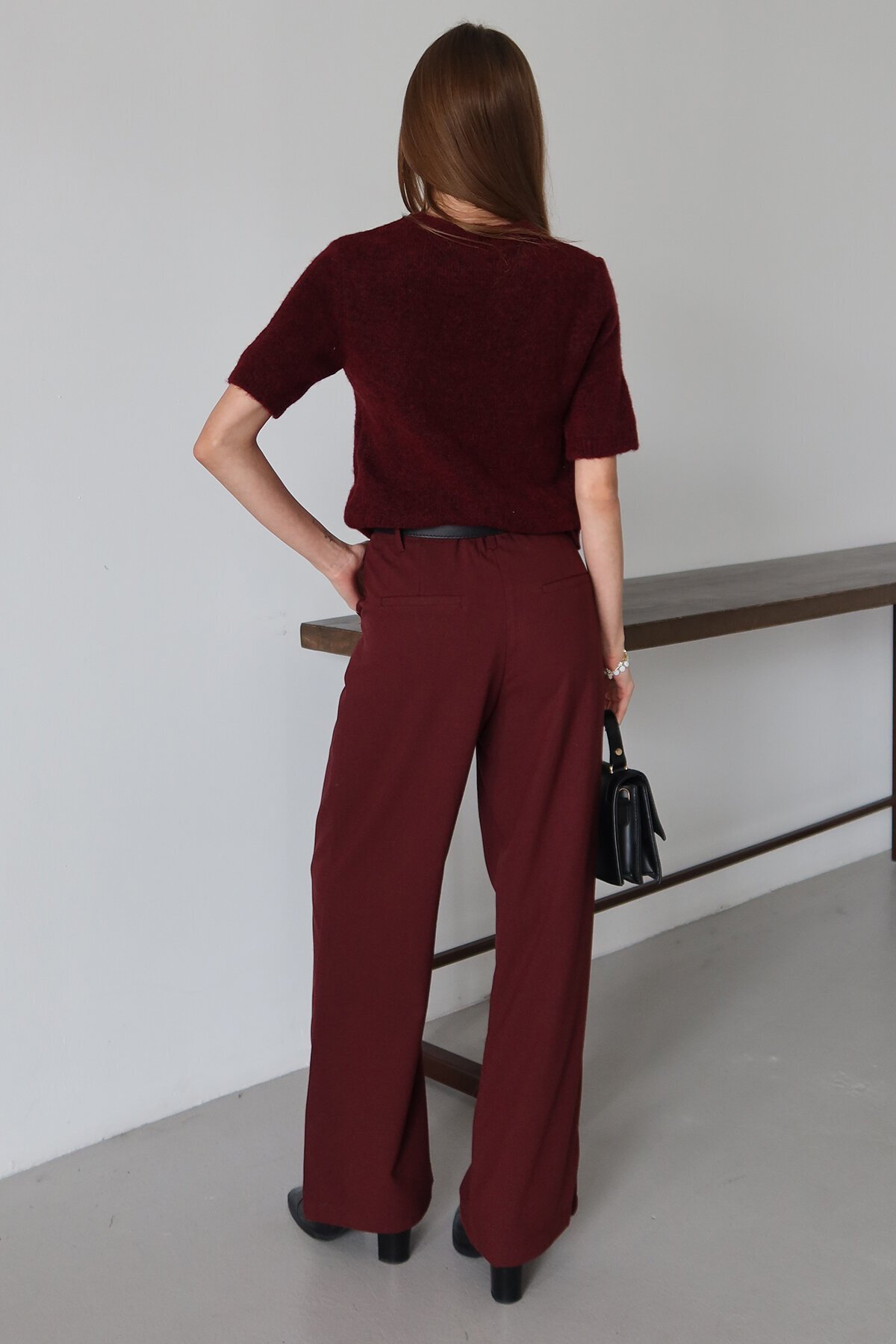 Kemerli Çift Cepli Palazzo Pantolon