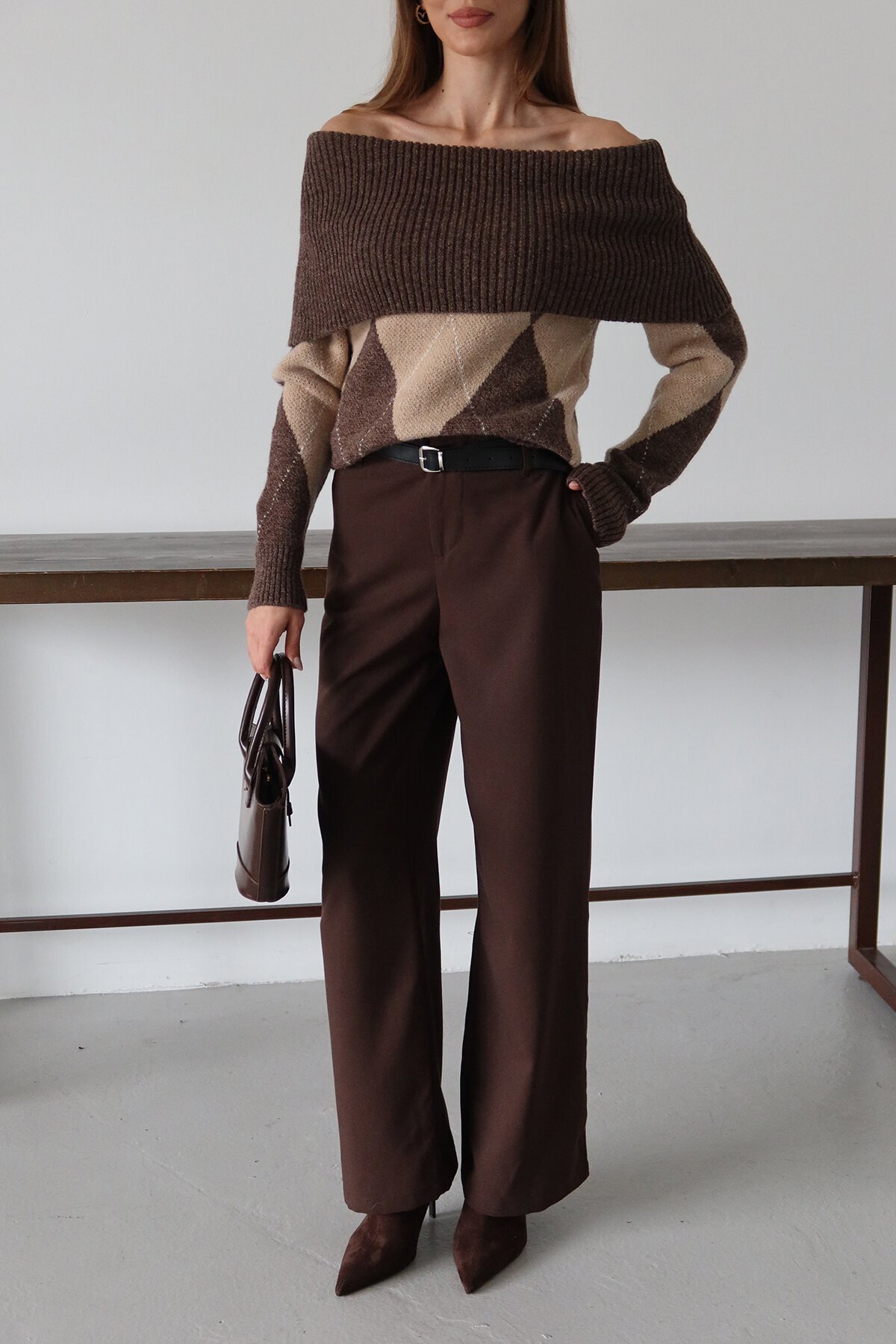 Kemerli Çift Cepli Palazzo Pantolon