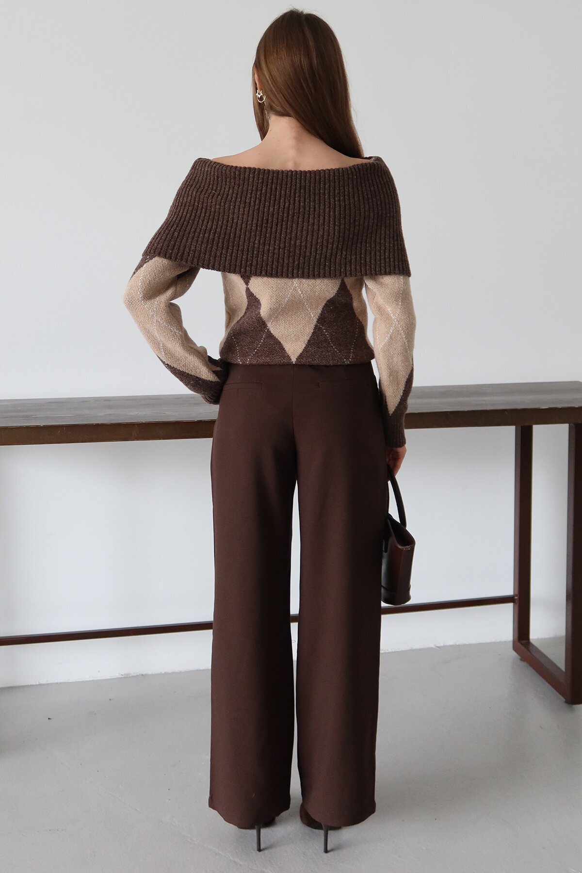 Kemerli Çift Cepli Palazzo Pantolon