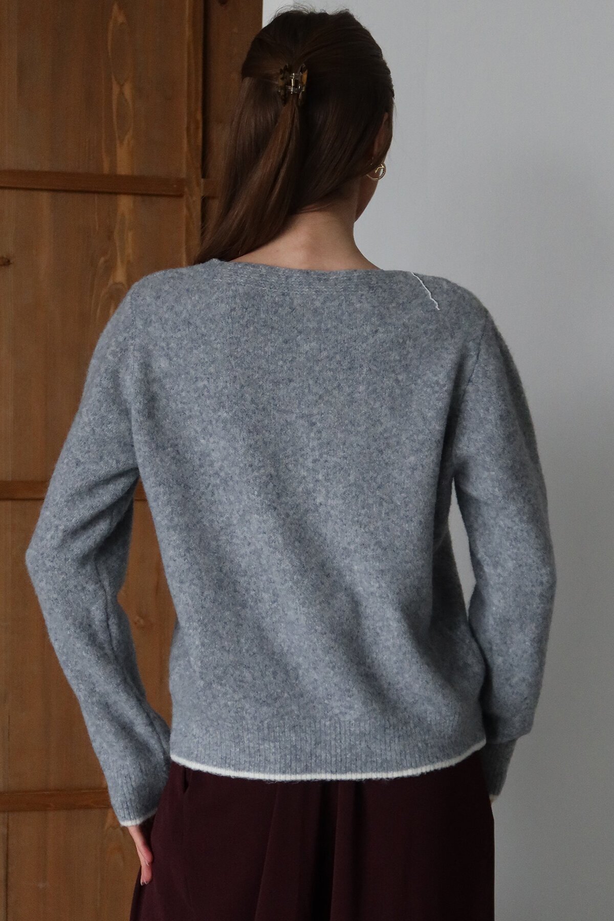 Kurdale Bağlamalı V Yaka Triko Bluz