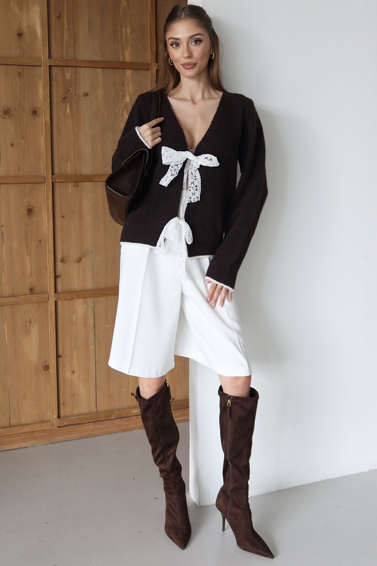 Kurdale Bağlamalı V Yaka Triko Bluz