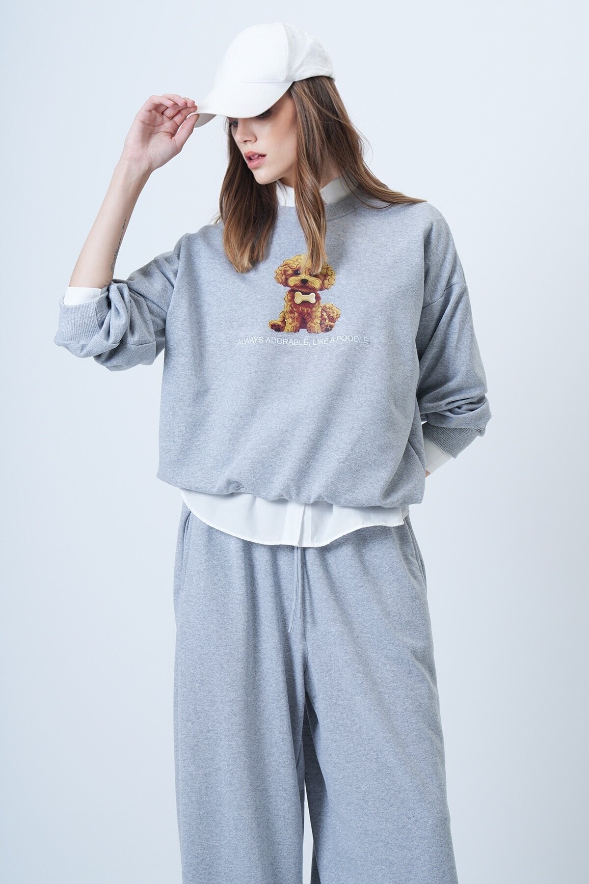 Önü Baskılı Oversize Pamuklu Sweatshırt