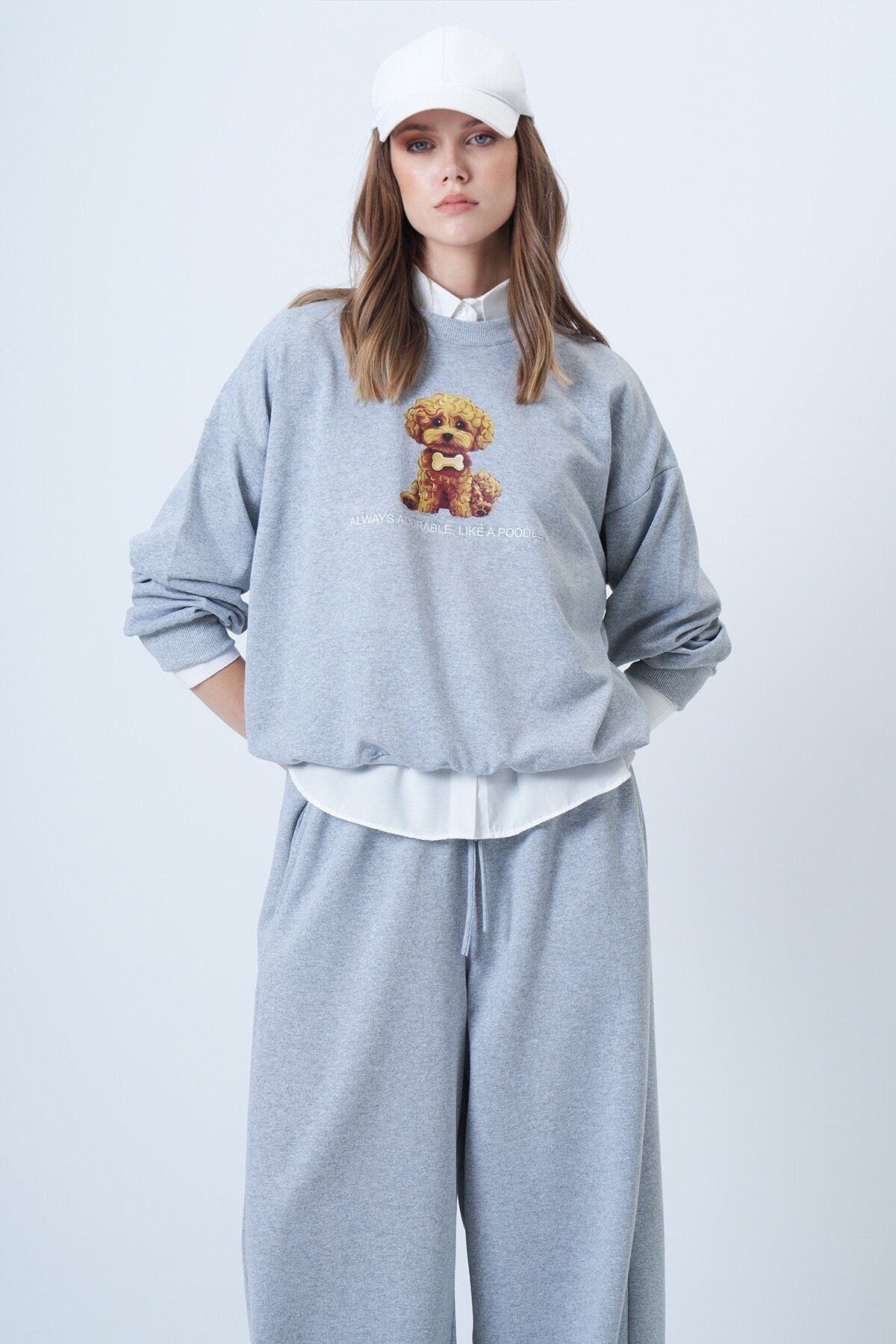 Önü Baskılı Oversize Pamuklu Sweatshırt