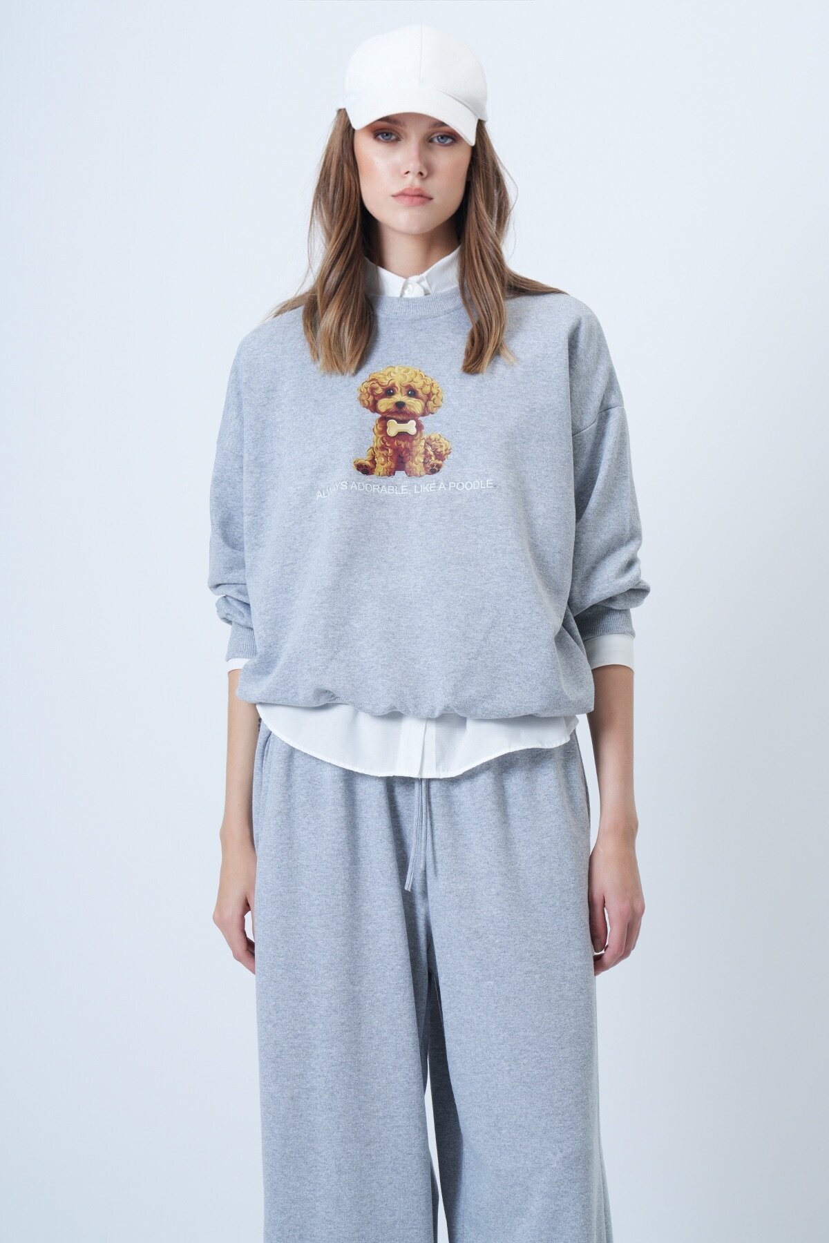 Önü Baskılı Oversize Pamuklu Sweatshırt