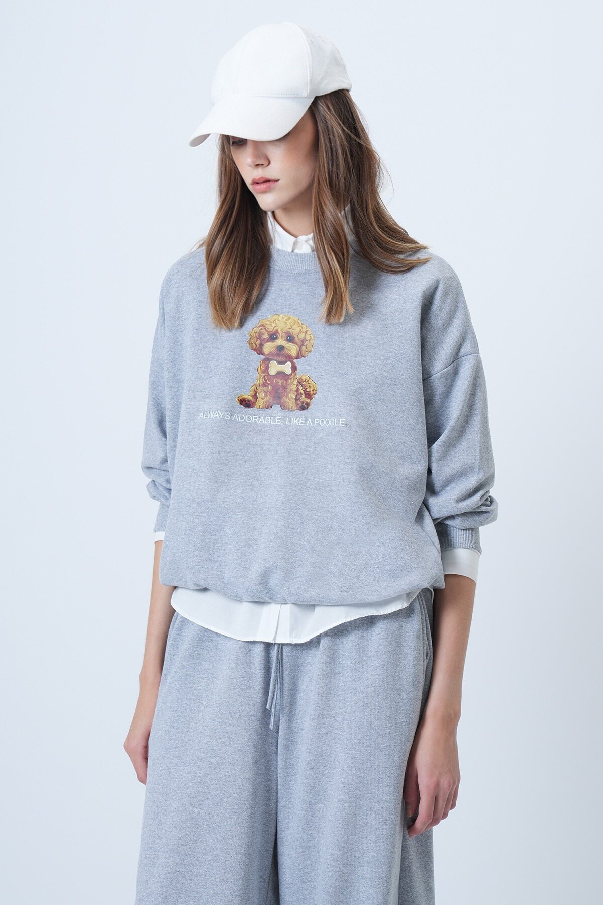 Önü Baskılı Oversize Pamuklu Sweatshırt