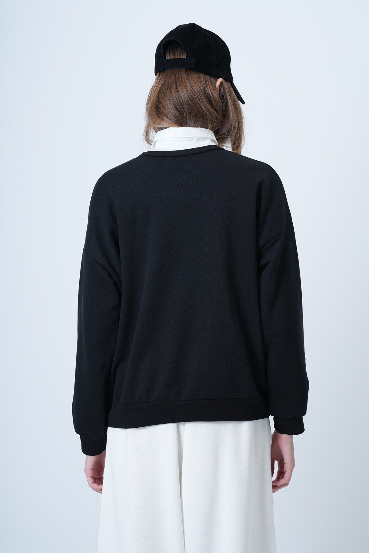 Önü Baskılı Oversize Pamuklu Sweatshırt