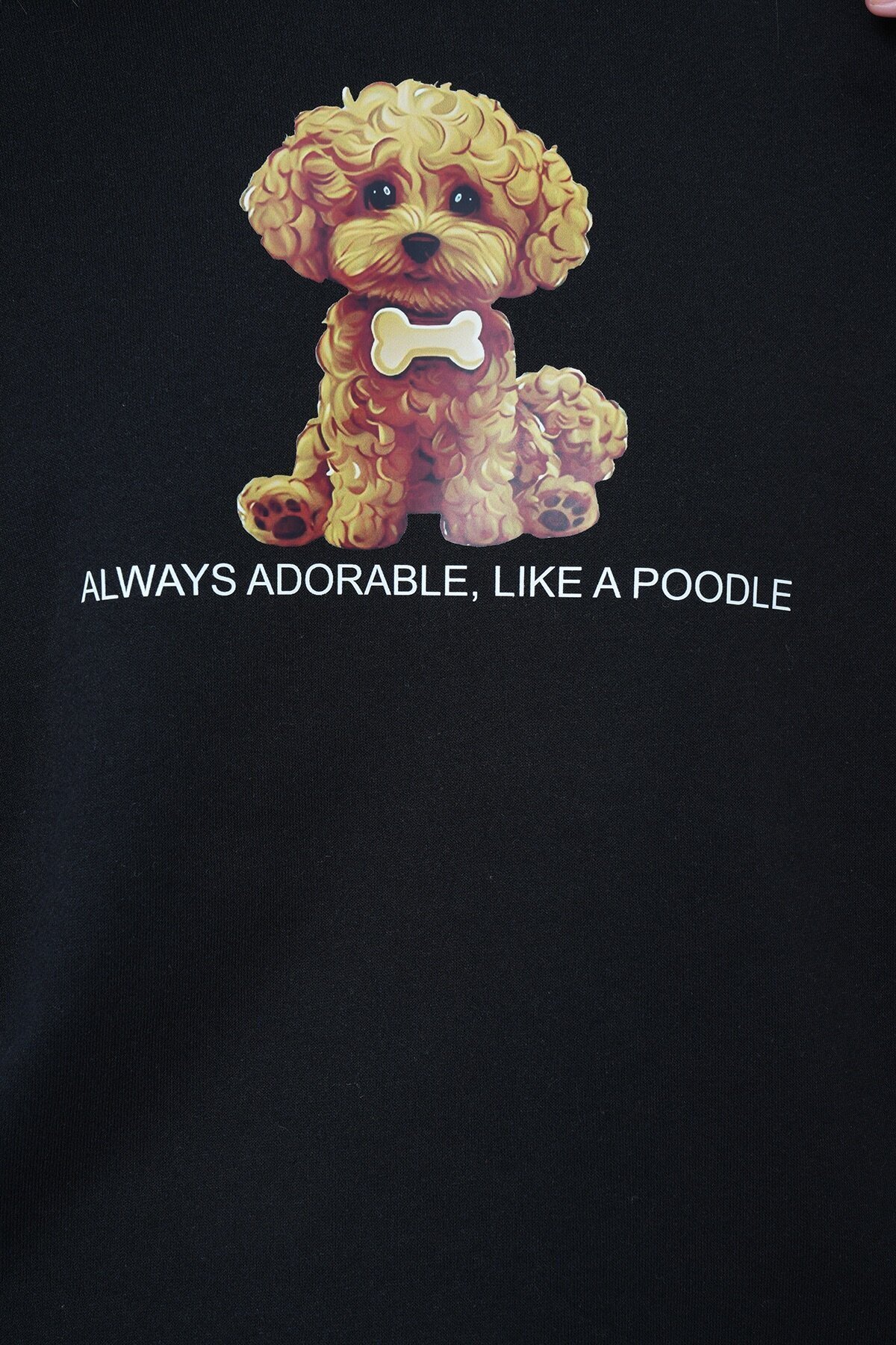 Önü Baskılı Oversize Pamuklu Sweatshırt