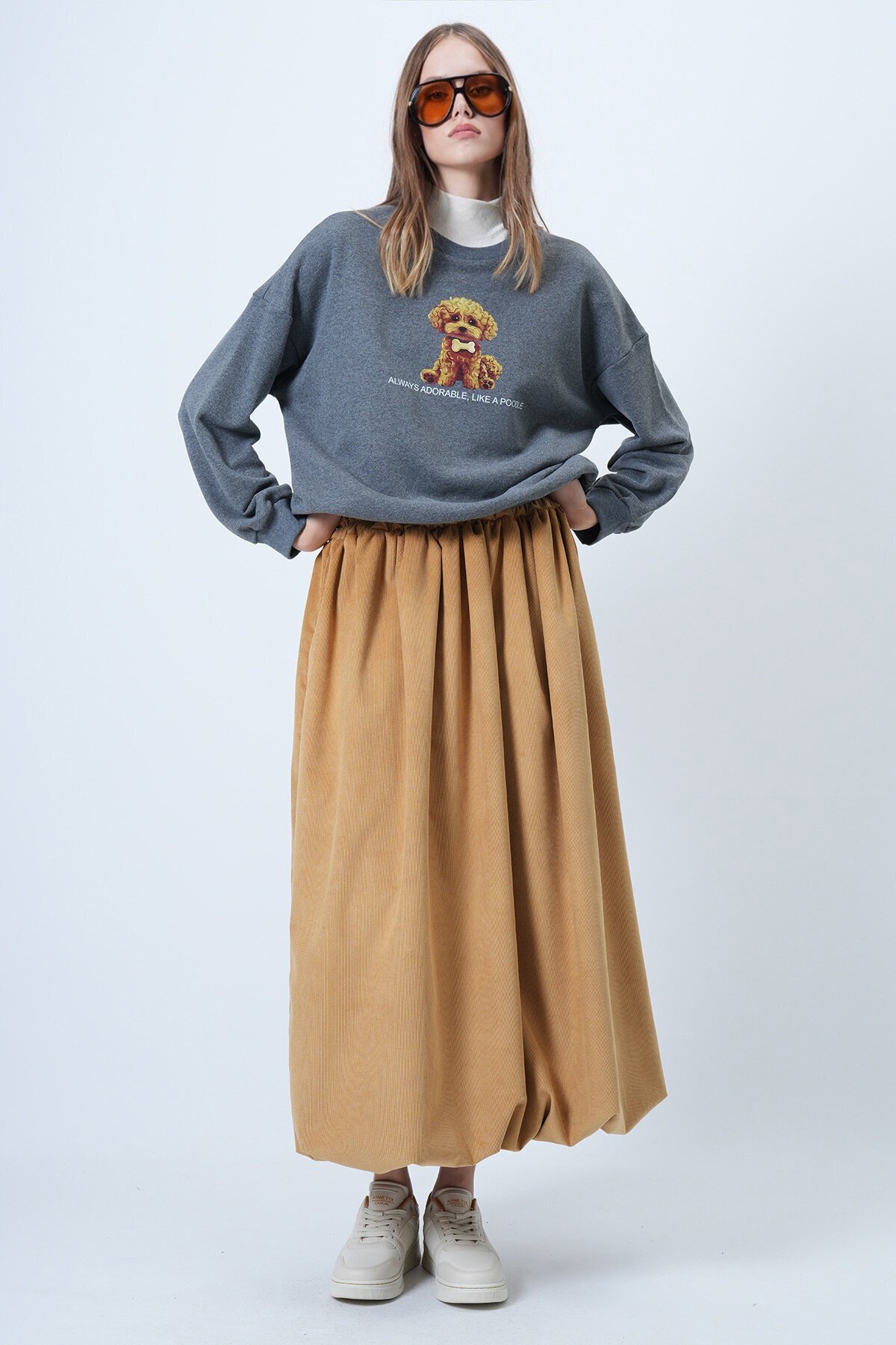 Önü Baskılı Oversize Pamuklu Sweatshırt