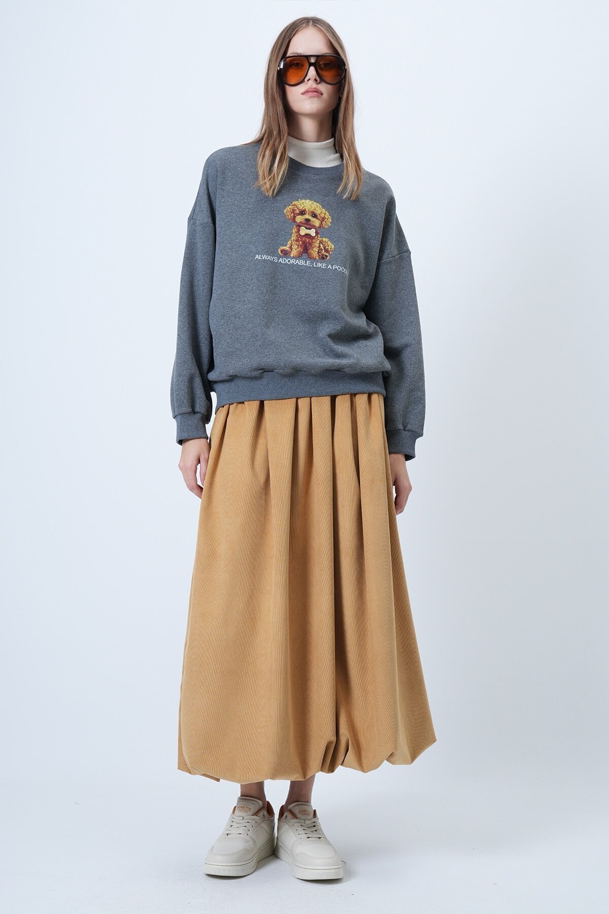 Önü Baskılı Oversize Pamuklu Sweatshırt