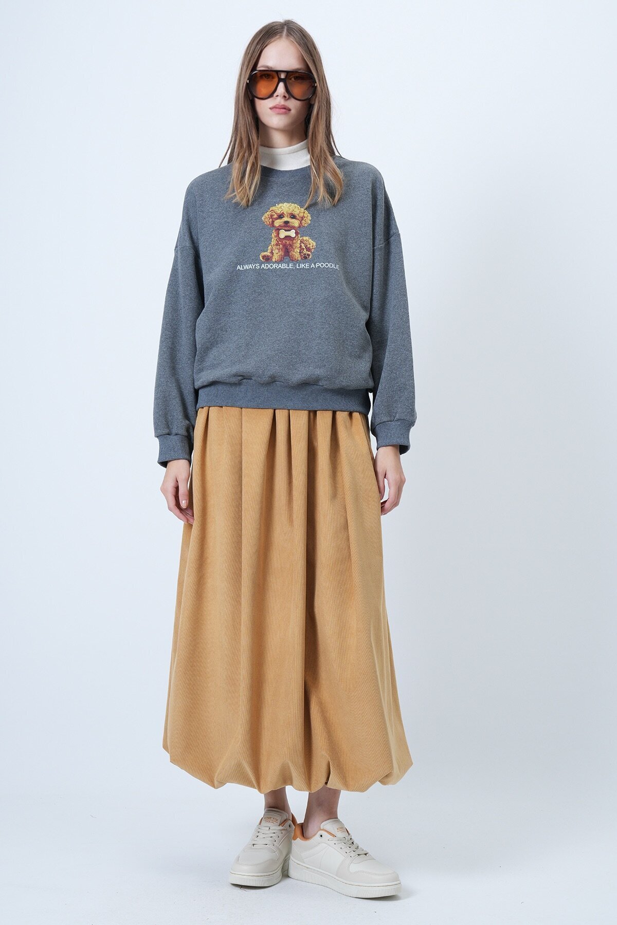 Önü Baskılı Oversize Pamuklu Sweatshırt