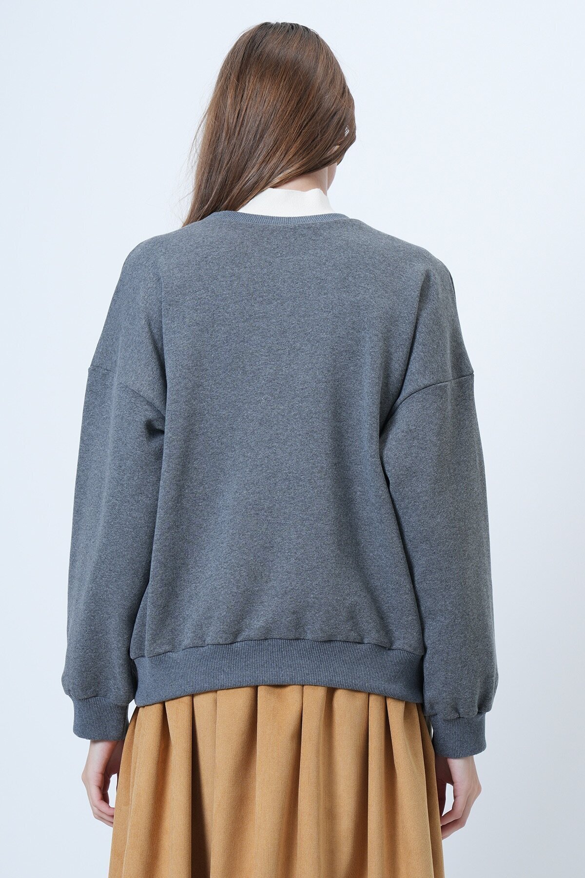 Önü Baskılı Oversize Pamuklu Sweatshırt