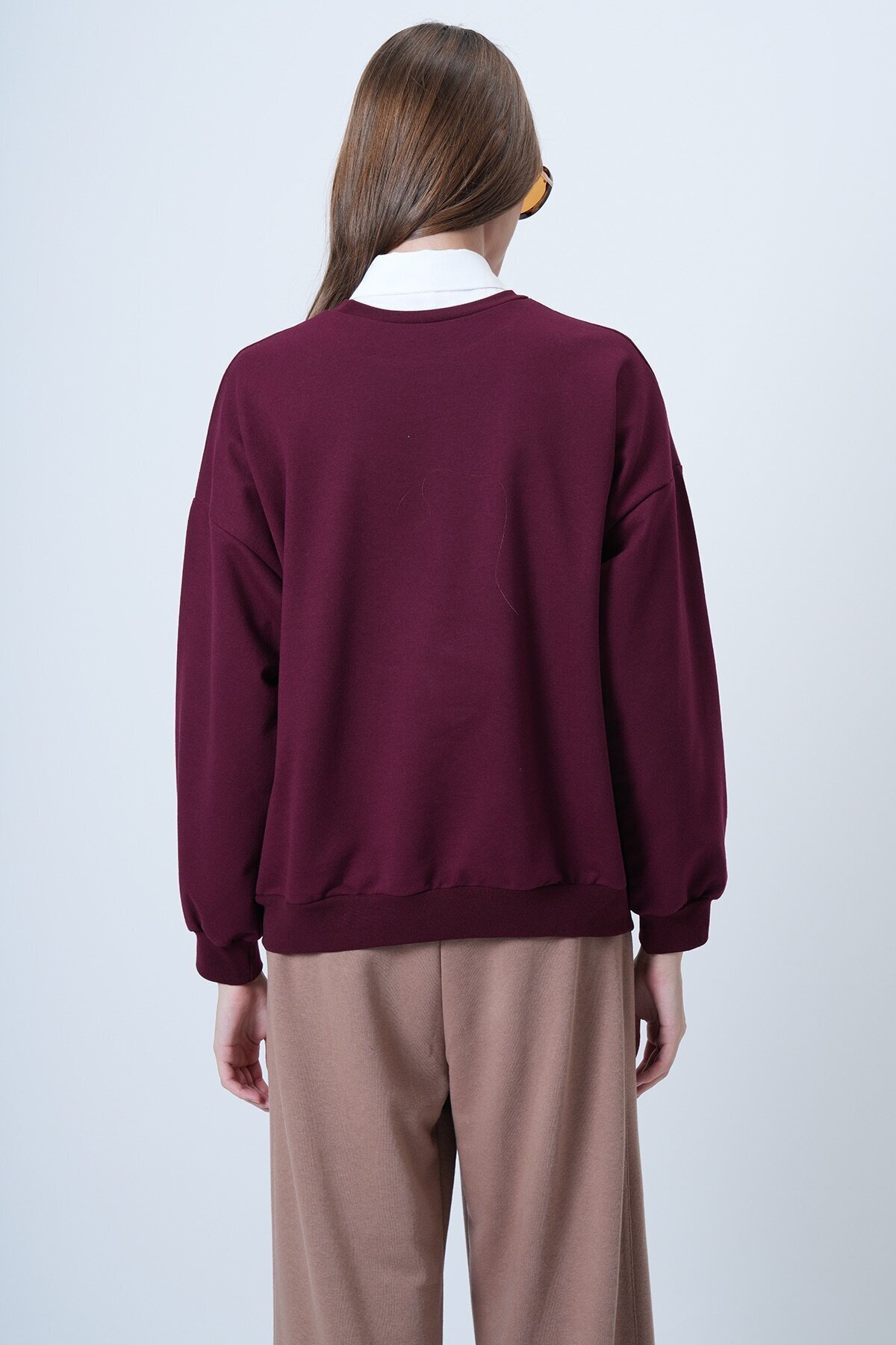 Önü Baskılı Oversize Pamuklu Sweatshırt