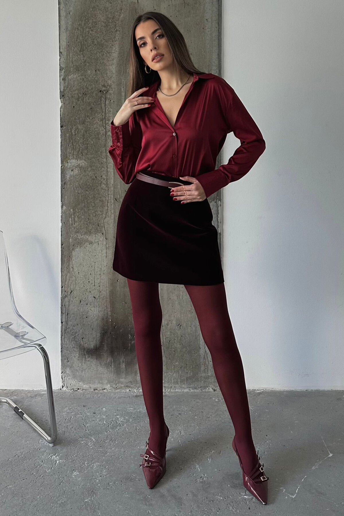 Oversize Basic Saten Gömlek