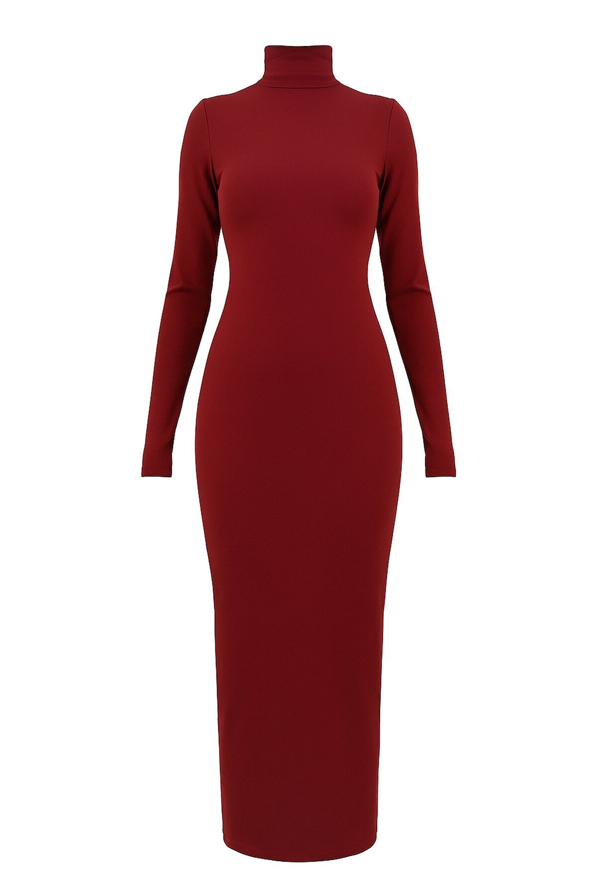 Parmak Detaylı Balıkçı Yaka Midi Boy Elbise