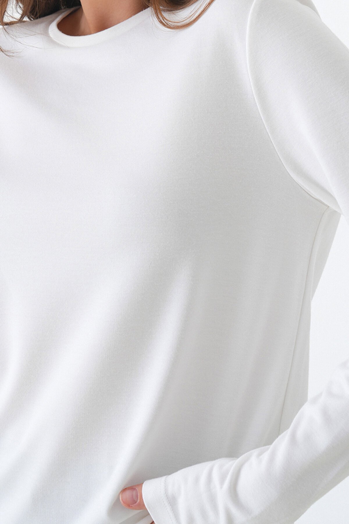 Parmak Geçirmeli Bisiklet Yaka Basic Bluz