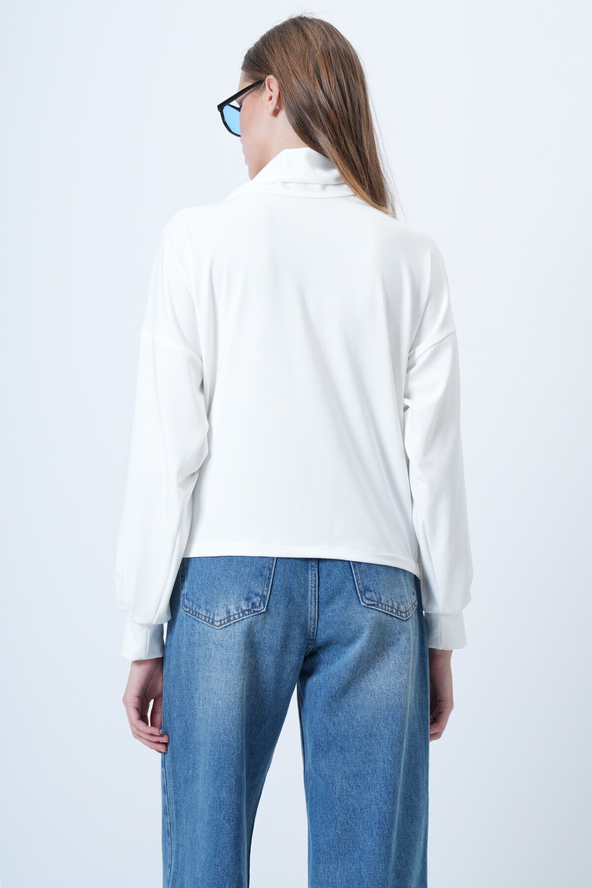 Şal Detaylı Regular Fit Modal Kumaş Bluz