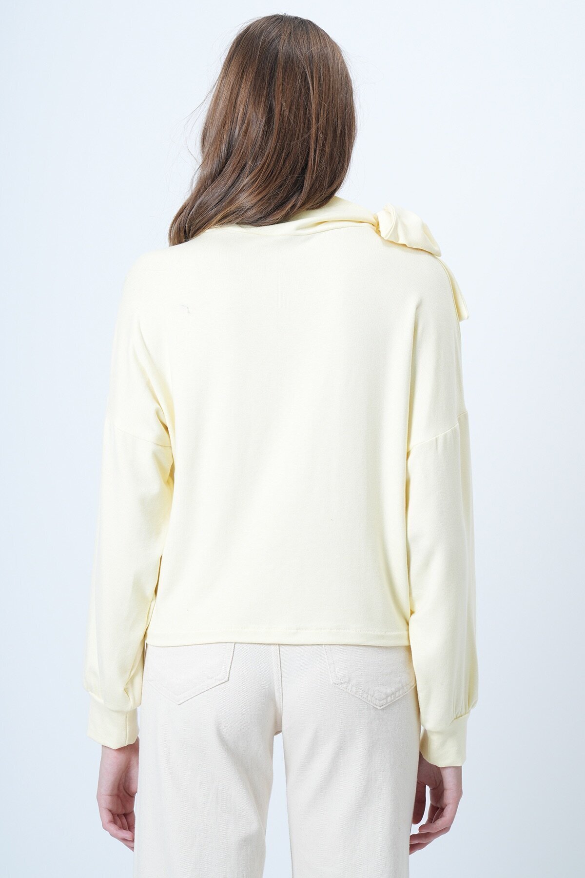 Şal Detaylı Regular Fit Modal Kumaş Bluz