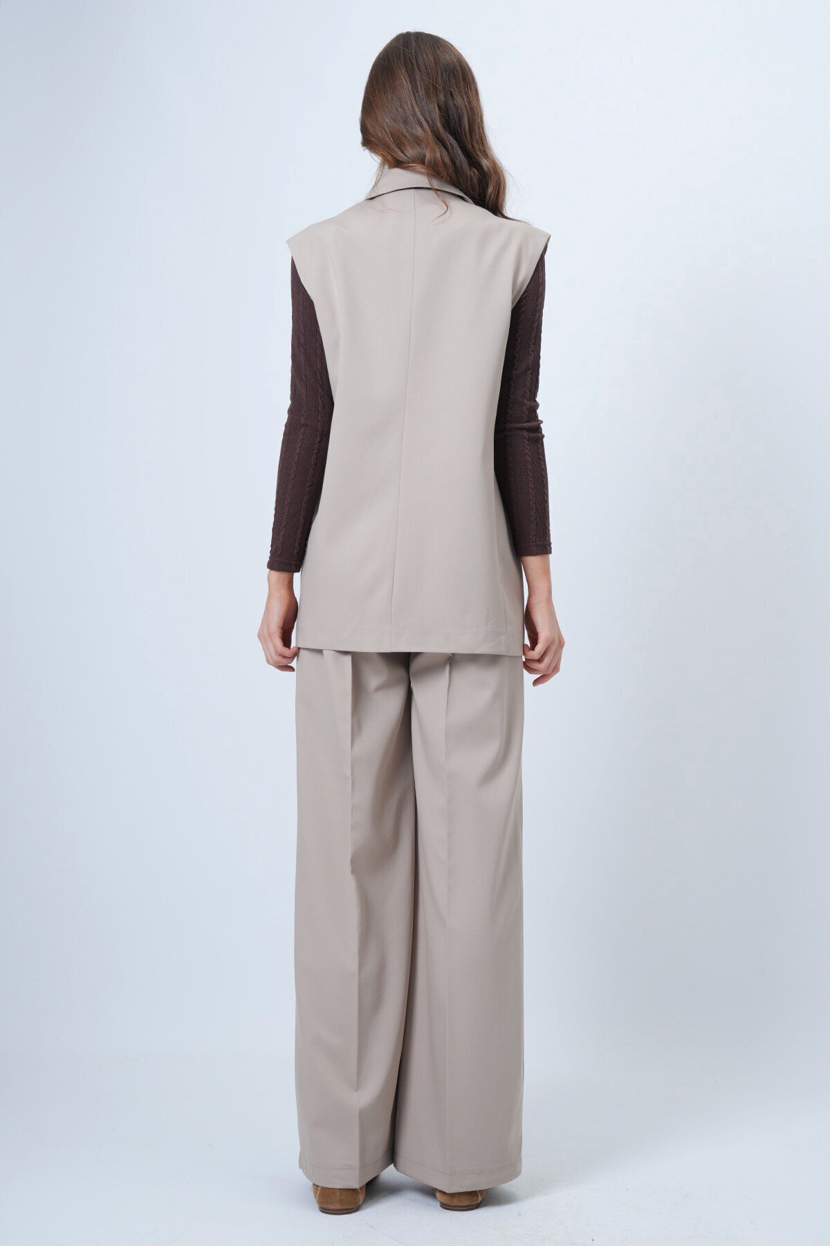 Tek Düğmeli Çift Cepli Astarlı Yelek Pantolon Takım