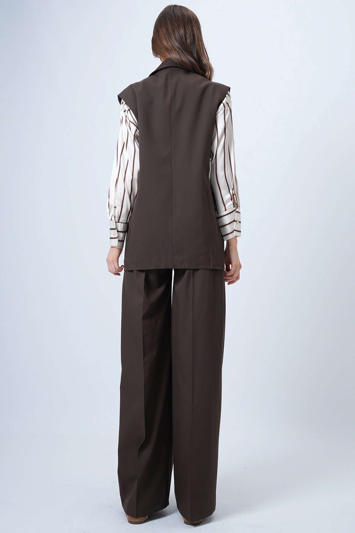 Tek Düğmeli Çift Cepli Astarlı Yelek Pantolon Takım