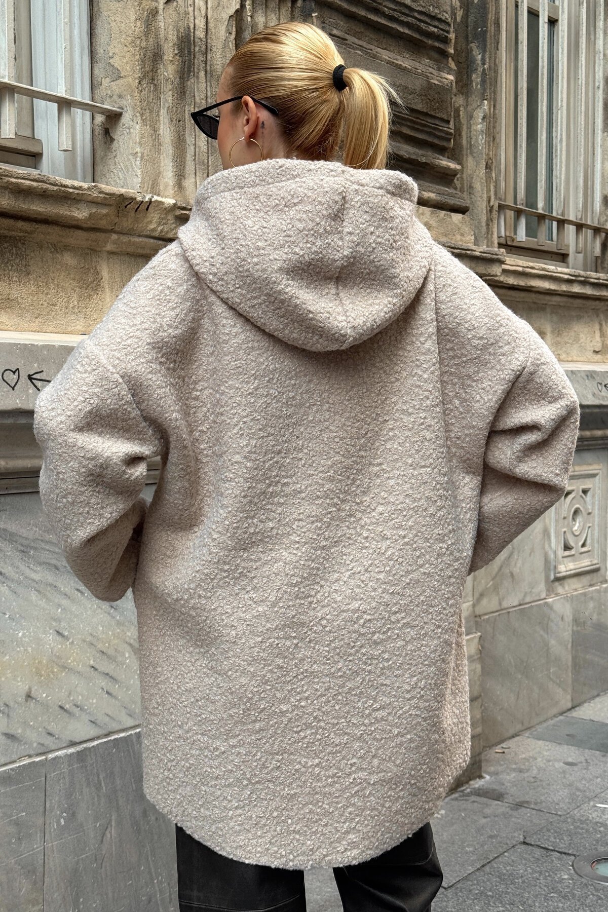 Torba Cepli Kapüşonlu Fermuar Kapamalı Kaşe Kaban