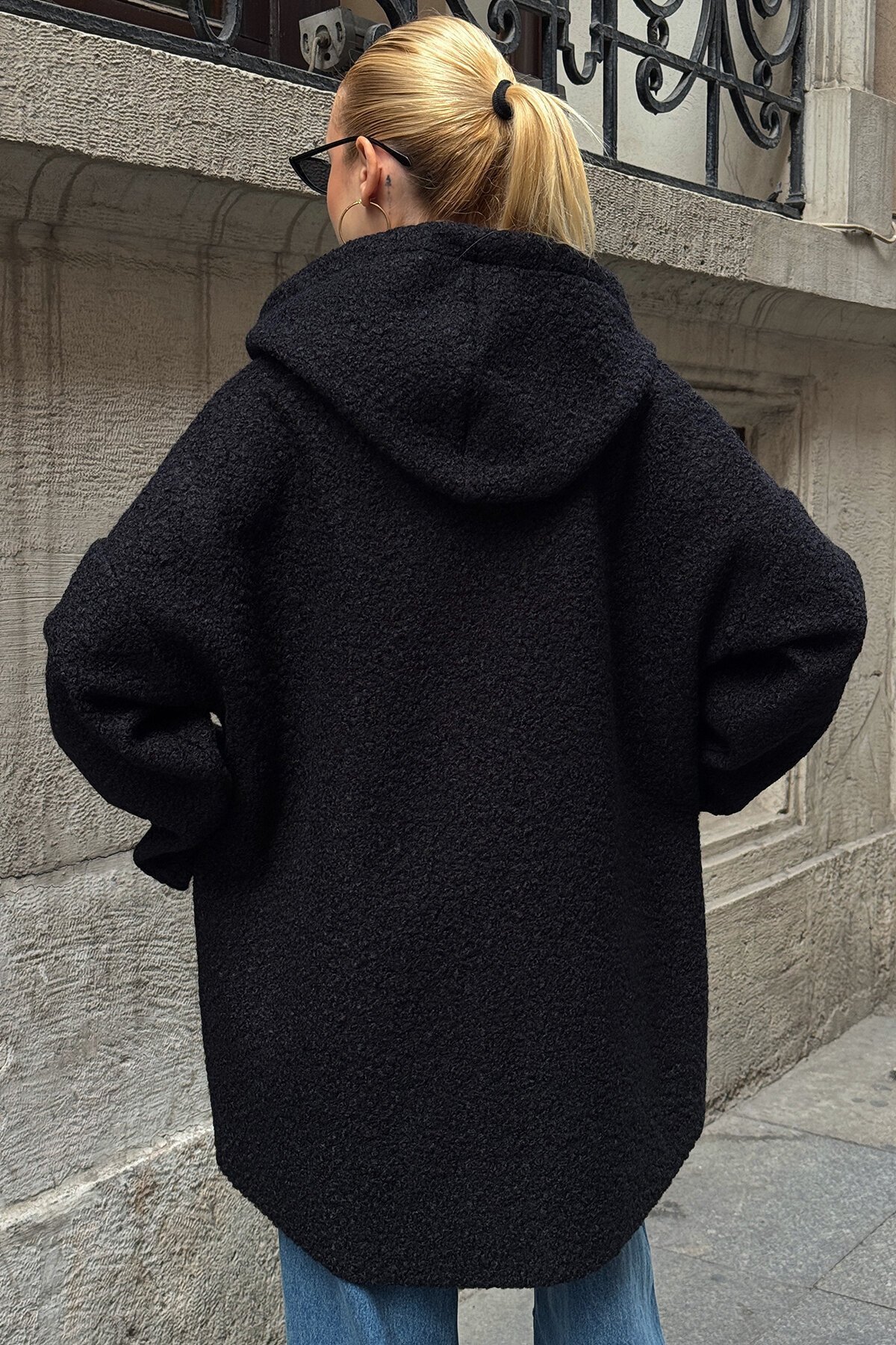 Torba Cepli Kapüşonlu Fermuar Kapamalı Kaşe Kaban