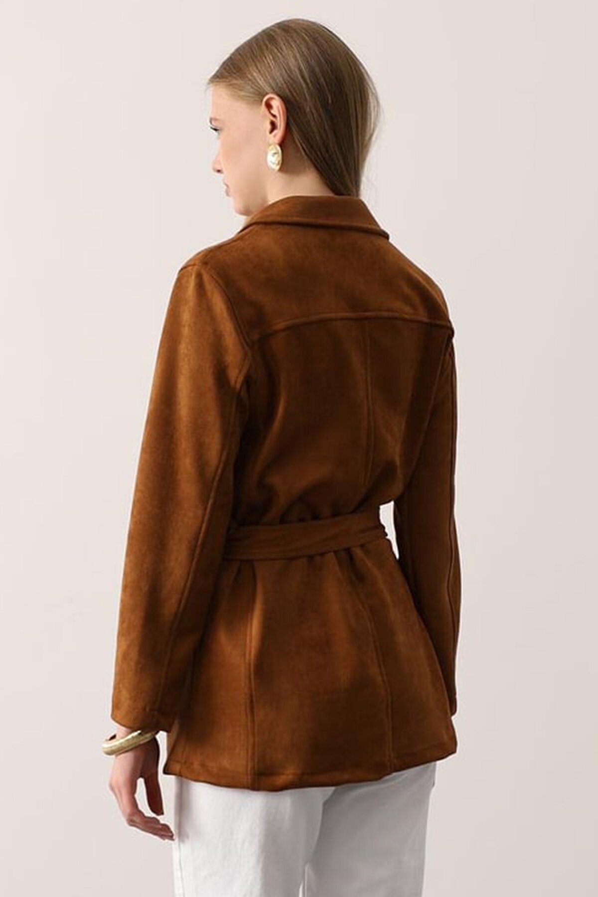 Torba Cepli Kuşaklı Kruvaze Yaka Kaban